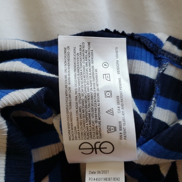 Anne Klein Women's Striped Ribbed Elbow Length Sleeve Top - Size S - Picture 6 of 7